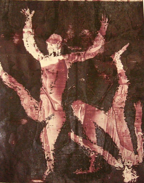 03 Zwei Tänzer, 2007. Farbholzschnitt. 25 x 30 cm