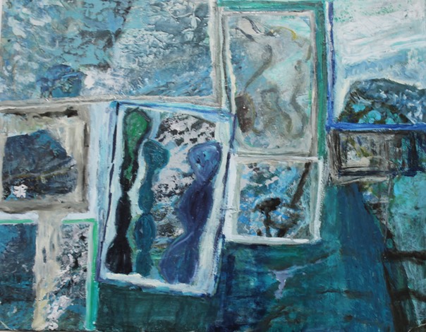04 Am Meer, 2010 -2012. Collage auf Leinwand, teils übermalt. 78  x 97 cm - Kopie