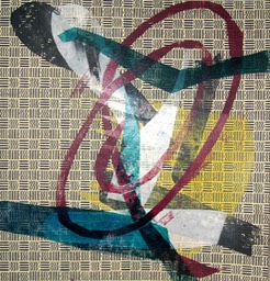 10 Spiralschlinge, 2010. Druck, Öl auf gemustertem Papier, 37 x 24 cm
