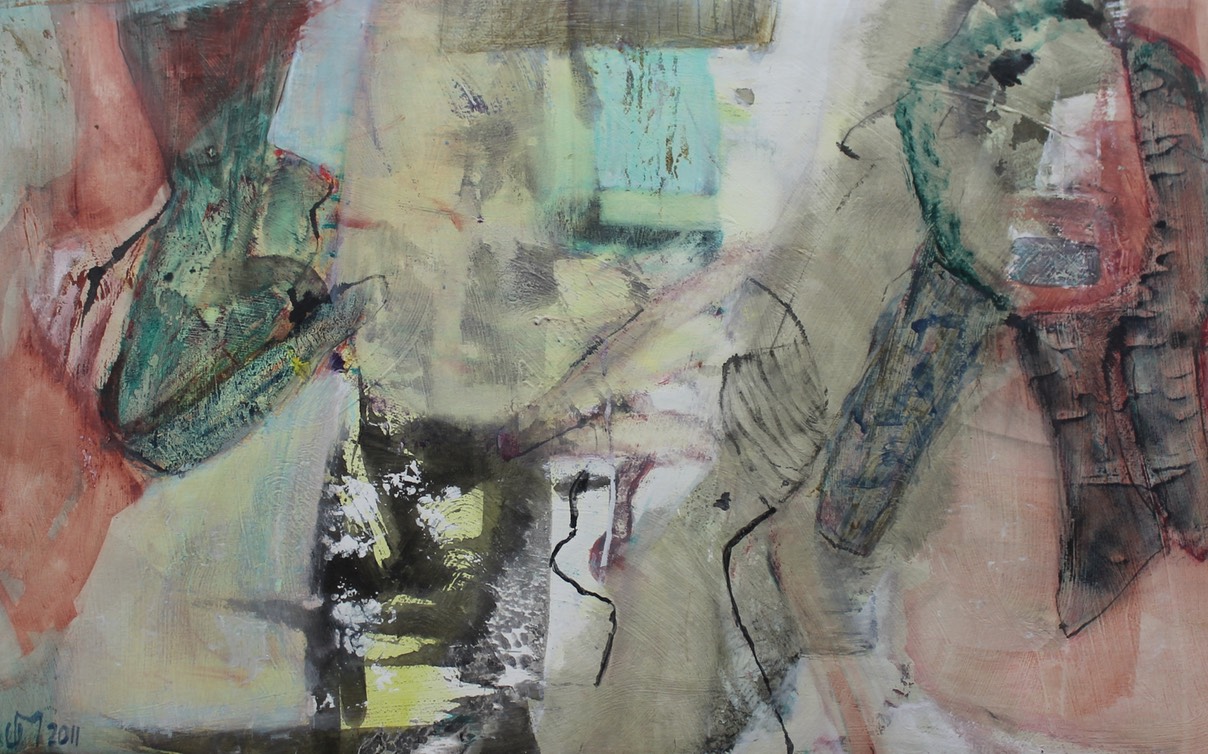 13 O.T.,  2011. Tinte,  Gouache, Papier auf Leinwand. 49 x 75 cm IMG_2698a